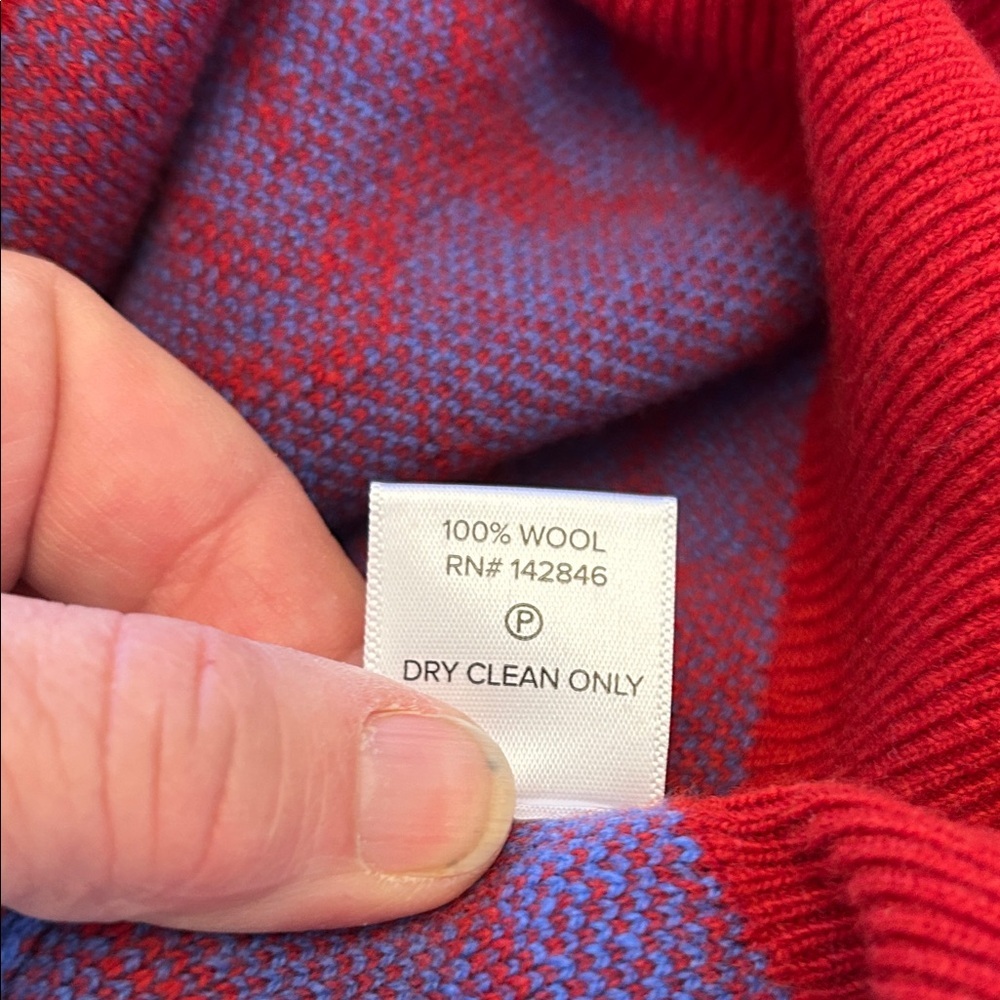 Rhode Cara wool jacquard Red Blue Floral Turtleneck Sweater Size S EUC - Picture 6 of 6